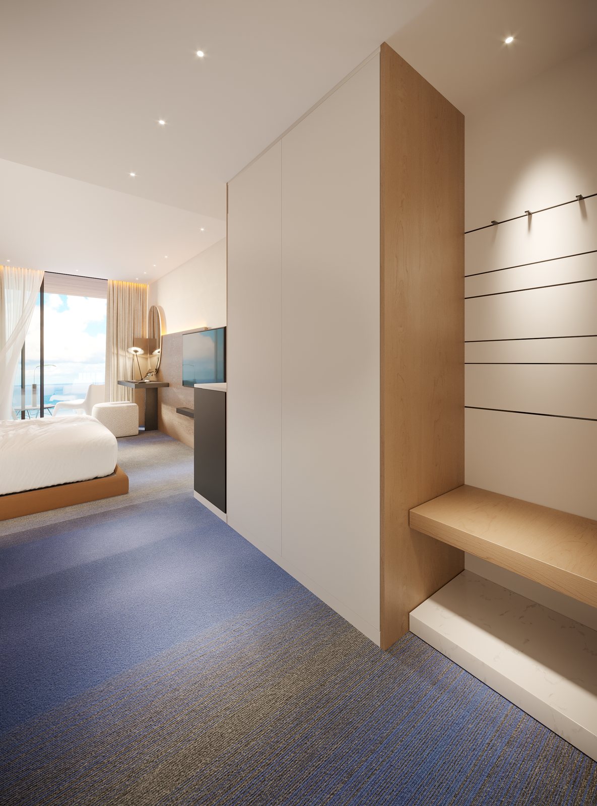 Интерьер санузла и входной зоны номера Alean Resort Montvert